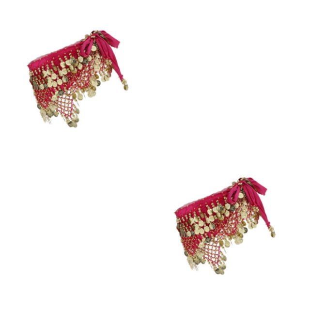Thinsony Beautiful Belly Dance Waist Chain Intricate Rose Red 2Set