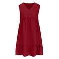 thumbnail image 5 of Odbmxy Peplum Women's Mini Dress V-Neck Summer Cute Casual Junior Dress Sun Dresses for Women Tank Sleeveless, 5 of 7