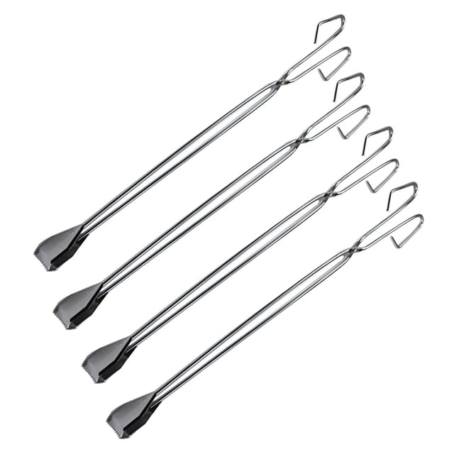 4pcs Stainless Steel Pick Up Tools Long Garbage Clip Scissor Shape Portable Tongs for Outdoor (60cm)