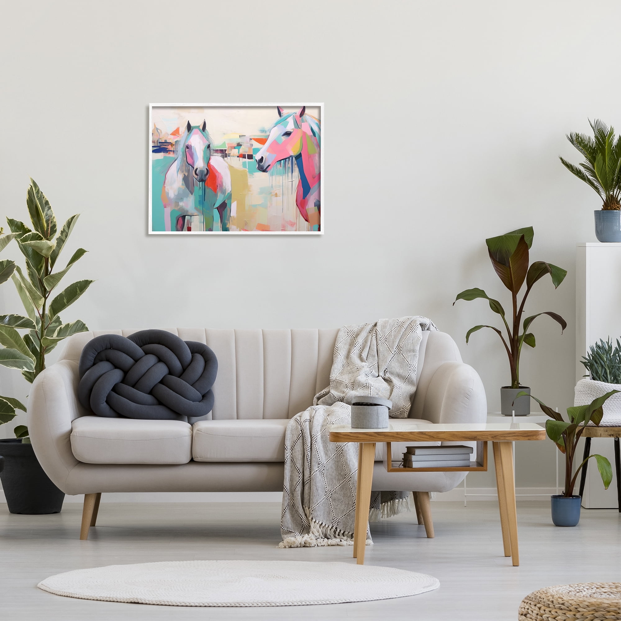 Stupell Industries Abstract Pastel Horses Animals & Insects Painting White Framed Art Print Wall Art, 30 x 24