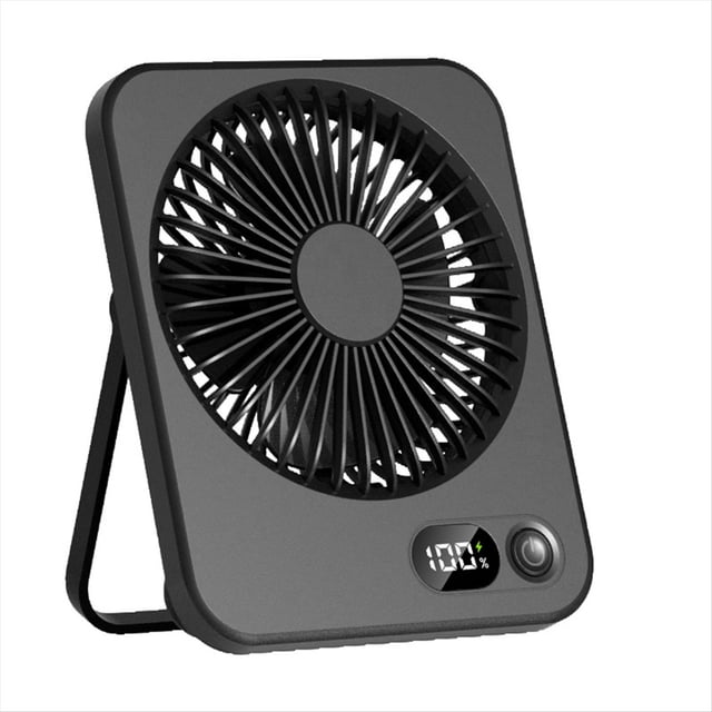 Ventilador de Escritorio Portátil, Recargable por USB, con Inclinación de 180°, Plegable, con Pantalla de Potencia, 5 Velocidades, Ultra Silencioso A