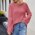 thumbnail image 2 of Duoif Sweaters for Women Trendy Women's Casual Long Sleeve Pullover Sweaters Crew Neck Oversized Ribbed Knit 2025 Fall Winter Sweater Jumper Tops Women's Sweaters Womens Tops Red L, 2 of 6