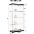 thumbnail image 5 of Holaki 4-Tier Glass Display Cabinet, 2 Doors Large Curio Display Cabinet with 2 Lights and & 2 Lock, Floor Standing Tempered Glass Showcase with 4 Wheels for Bedroom, Living Room or Office - Black, 5 of 9