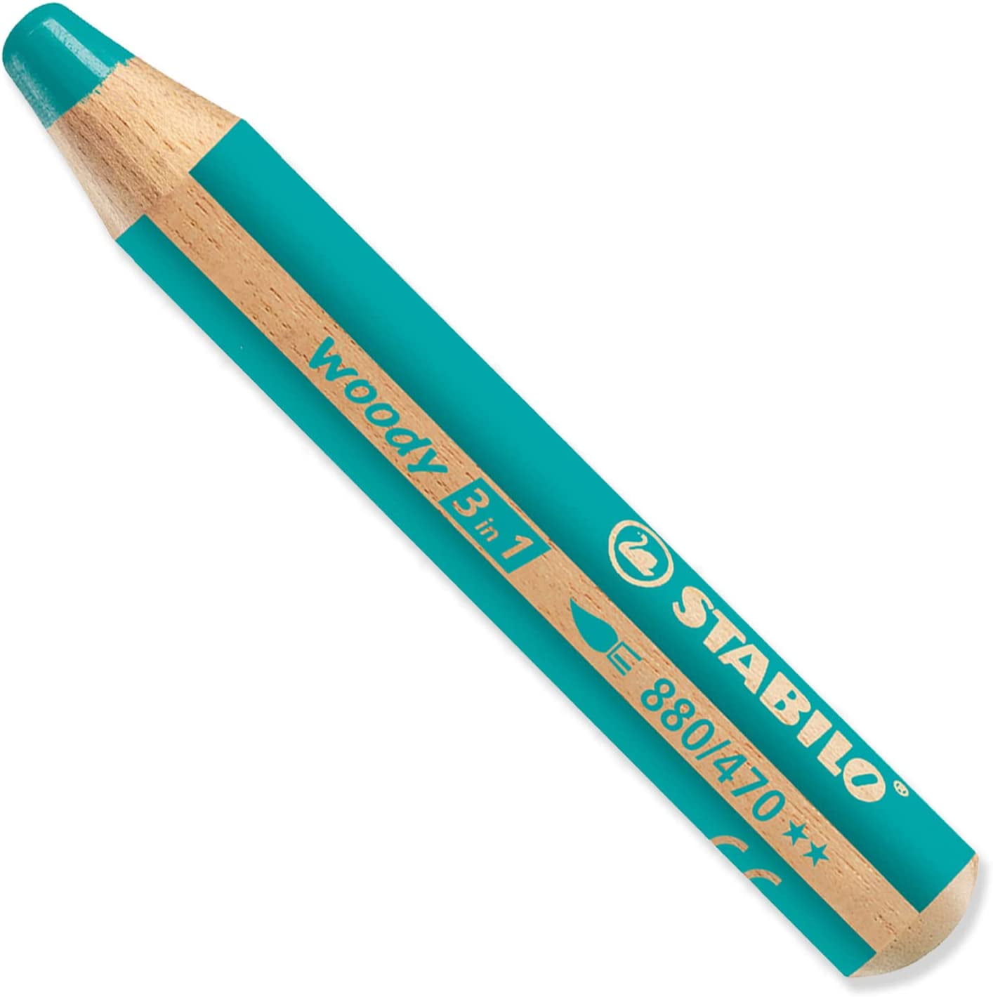 Multi-talented Pencil - STABILO Woody 3-in-1 - Blue Tones Box of 5 - Violet, Ultramarine, Blue, Cyan Blue & Turquoise + Sharpener