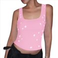 thumbnail image 2 of Top Corto Sin Mangas con Cuello Cuadrado Acanalado y Decorado con Diamantes de Imitación para Mujer Y2K Rosa M, 2 of 8