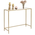 thumbnail image 6 of GoDecor 39.4" Console Table Modern Sofa Table for Entryway Living Room Office, Writing Desk, Computer Desk, Study Desk, Gold Color Glass Finish, 6 of 11