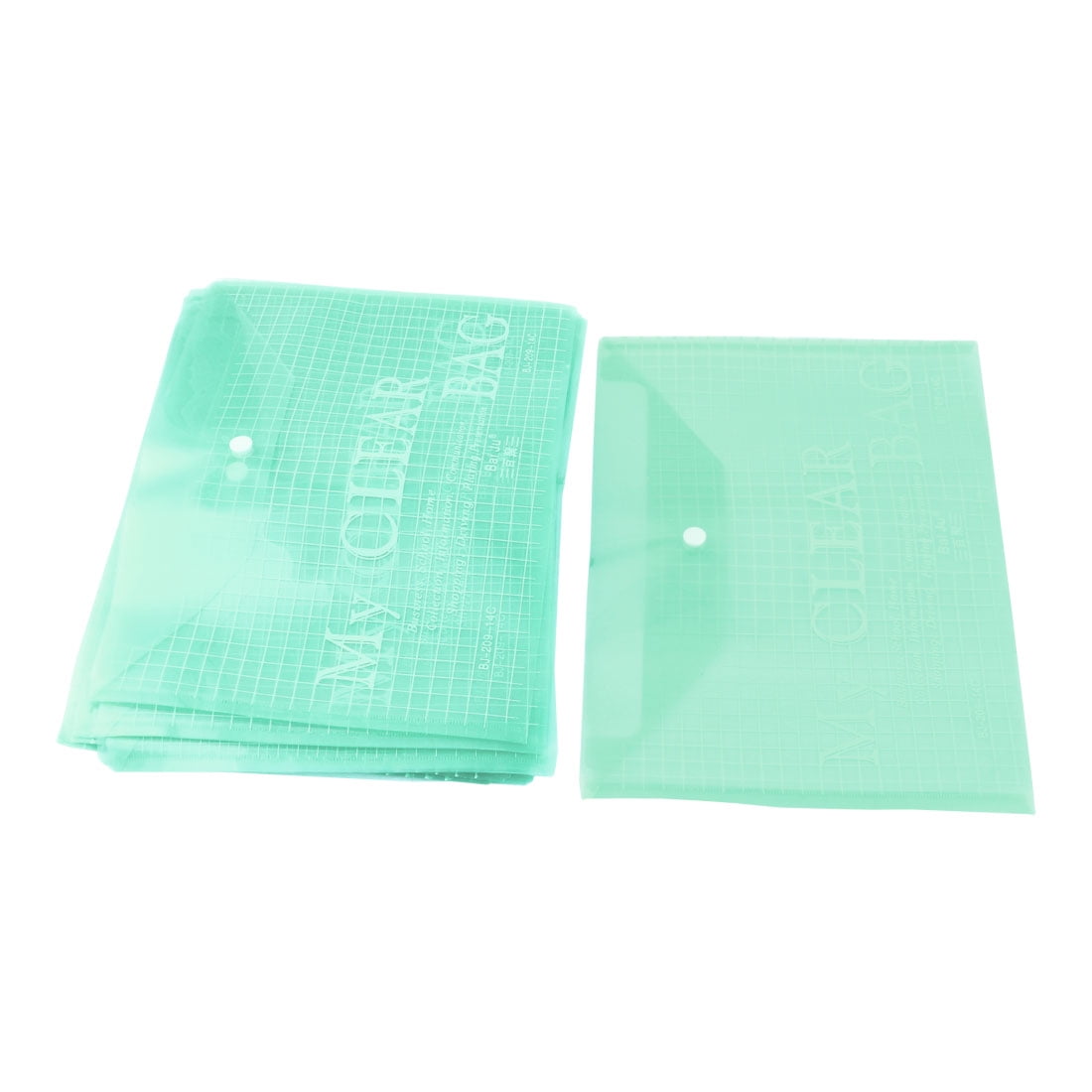 School Plastic A4 Paper File Bag Document Holder Green 0.08cm Thickness 20pcs