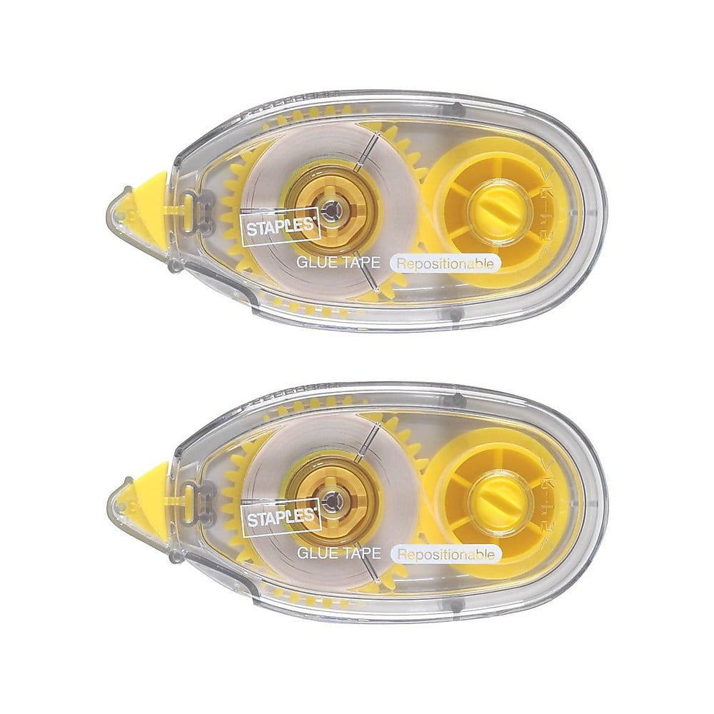 Staples RollOn Repositionable Glue Tape 1/3" x 393" 2/Pack (14992