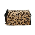 thumbnail image 2 of Nido de túnel para mascotas, tubo de juego de escondite de animales pequeños de franela de leopardo con cortina con flecos para hámster, conejillo de indias, color negro, 2 of 5