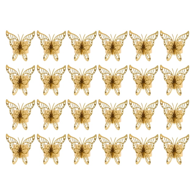 Anillos de servilletas de mariposas de papel de 50 piezas para el compromiso de la boda Festival de cumpleaños Decoración de la mesa