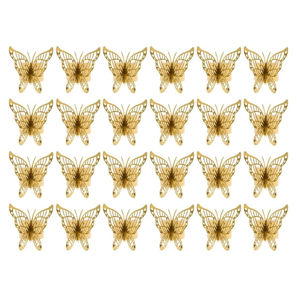 Anillos de servilletas de mariposas de papel de 50 piezas para el compromiso de la boda Festival de cumpleaños Decoración de la mesa