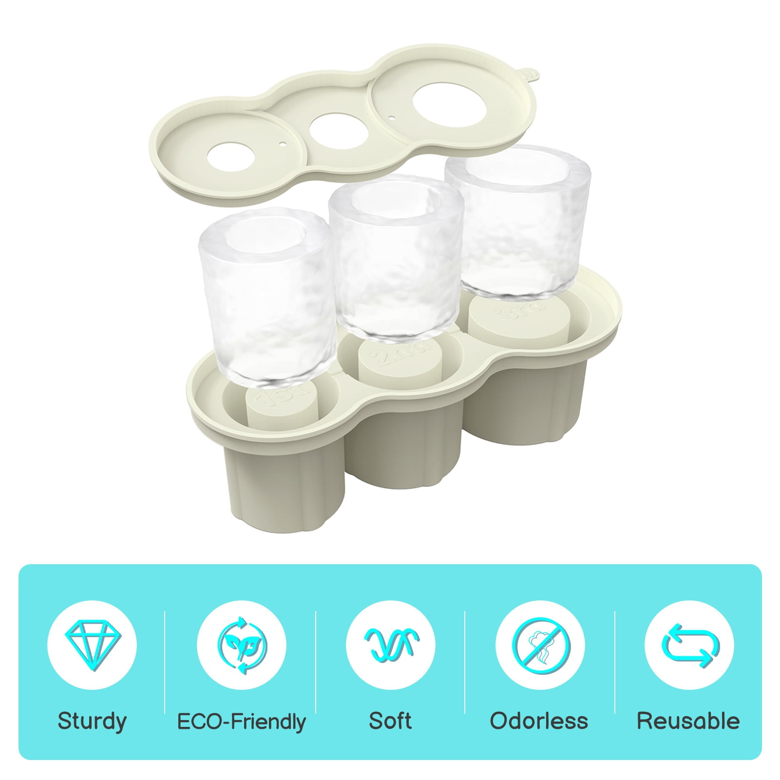 ievspot Silicone Ice Mold Cylinder Hollow Shape Stackable Juice Whiskey Cocktail Ice Cubes Maker