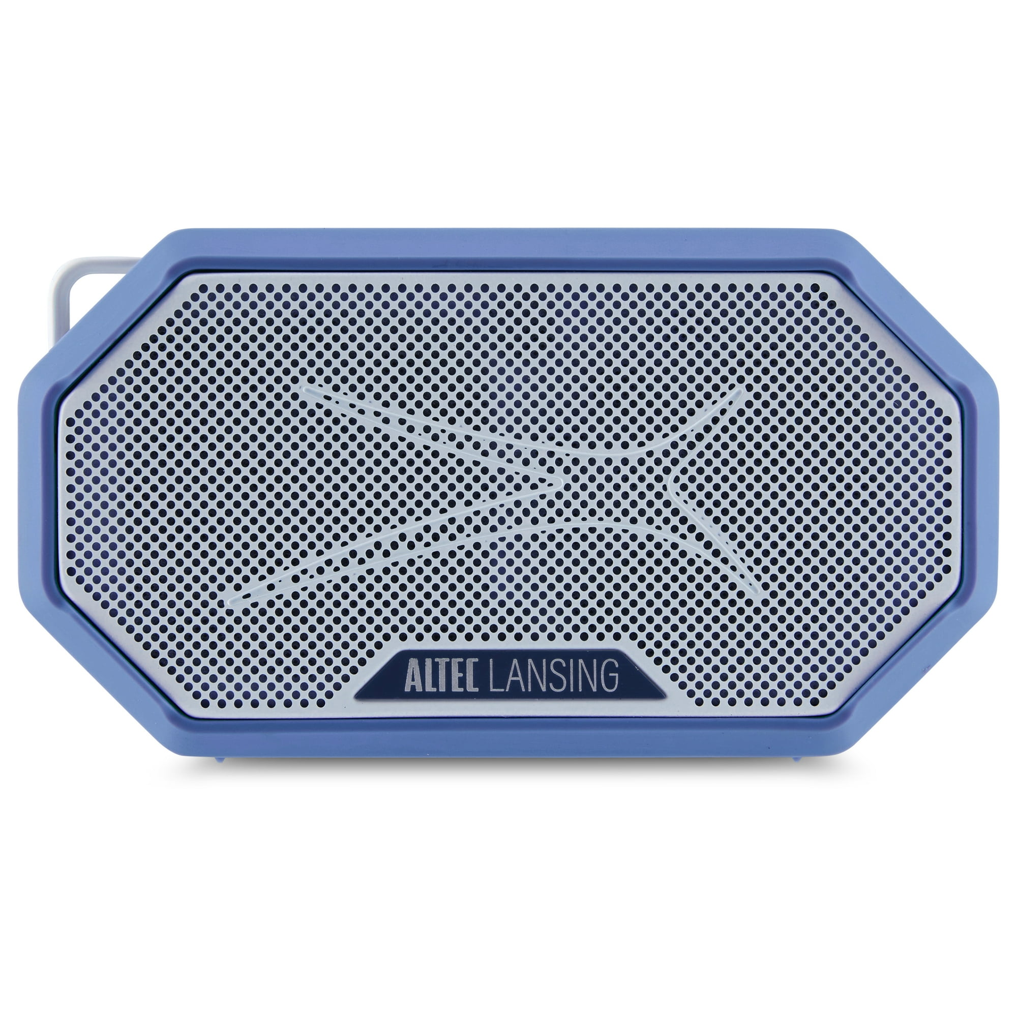 Altec Lansing HydraMini 2.0 EverythingProof Bluetooth Speaker, Waterproof IP67, Floats, 12-Hour Playtime, Built-In Magnet, Carabiner & Mount, Blue White