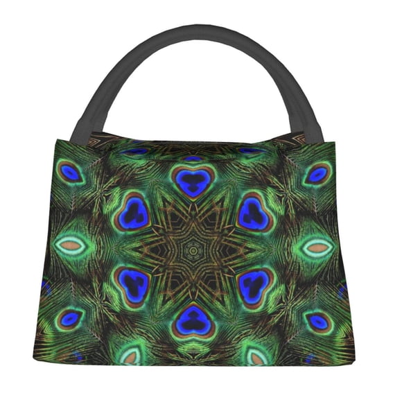 Fotbe Peacock Feathers Bolsa Térmica Portátil con Estampado, Bolsa de Entrega de Alimentos Aislada, Bolsa Reutilizable de Gran Capacidad para Comidas y Supermercado
