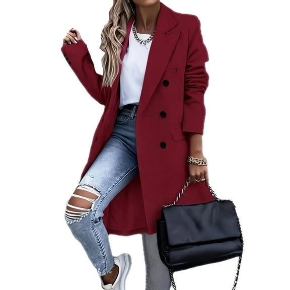 GigrtiJin Women's Flowy Cardigan Trench Coat Solid Color Lapel Button Long Sleeve Casual Outwear Trendy Slim Outcoat