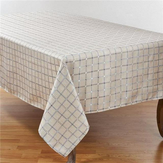 Saro Lifestyle 6070.GY70160B 70 x 160 in. Rectangular Box Check Design Tablecloth - Grey