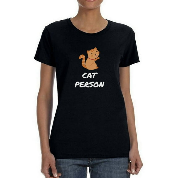 Cat Person Graphic Design Women T-Shirt, Female Large