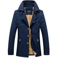 thumbnail image 1 of Men's Winter Plus Velvet Mid-Length Slim with Epaulettes Trench Coat, 1 of 6