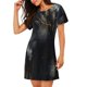 thumbnail image 2 of Easygdp Black And Gold White Horse Camisón de manga corta para mujer, informal, estampado, 2 of 6