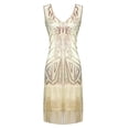 thumbnail image 1 of Vestido vintage de los años 20 con borlas y lentejuelas, vestido con borlas y cuentas, vestido para fiesta y cena, 1 of 3