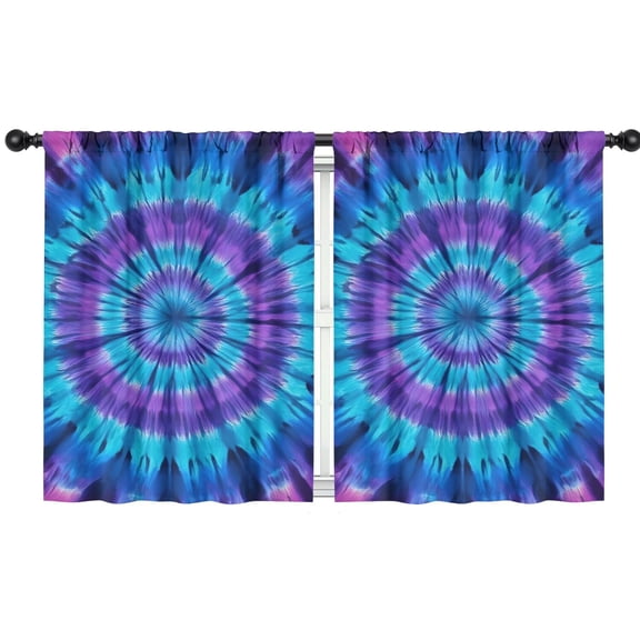 Blackout Kids Curtains,Blue Purple Tie Dye Pattern Childrens Insulated Curtains Set Of 2,Bedroom Essentials,Toddler Room Decor 42"x54"