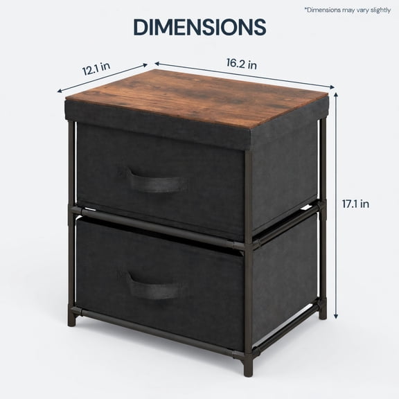 Resenkos 2 Drawer Grey Nightstand Set of 2 for Bedroom Modern Bedside Table, Wood Finish Accent Table
