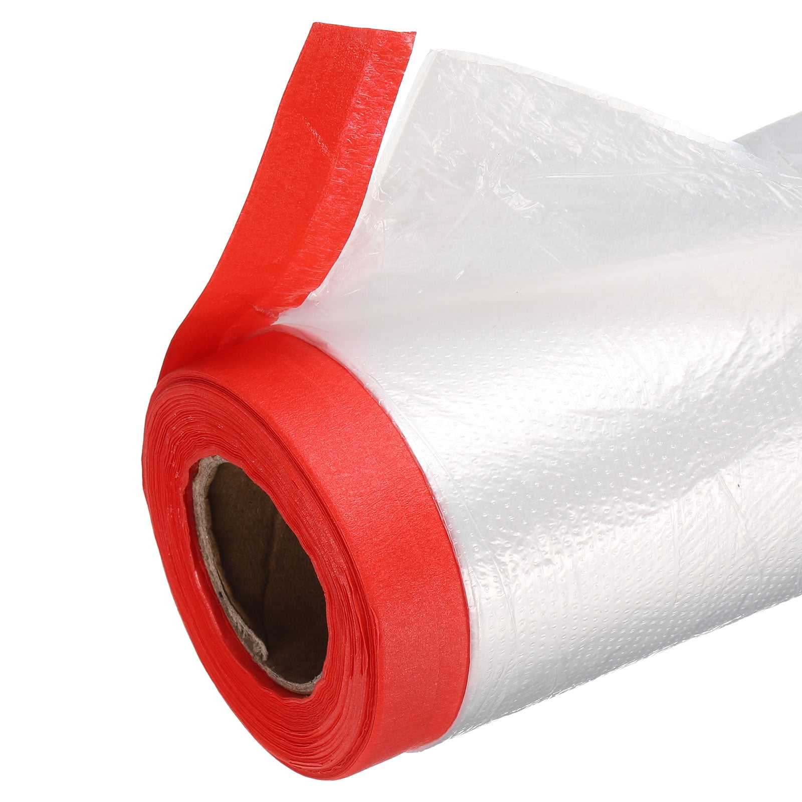 Pre-Taped Masking Film, 7.9ft x 66ft High-Tack Painters Tape Plastic Drop Cloth with High-Tack Painters Tape for Painting Protection Red 4Pcs
