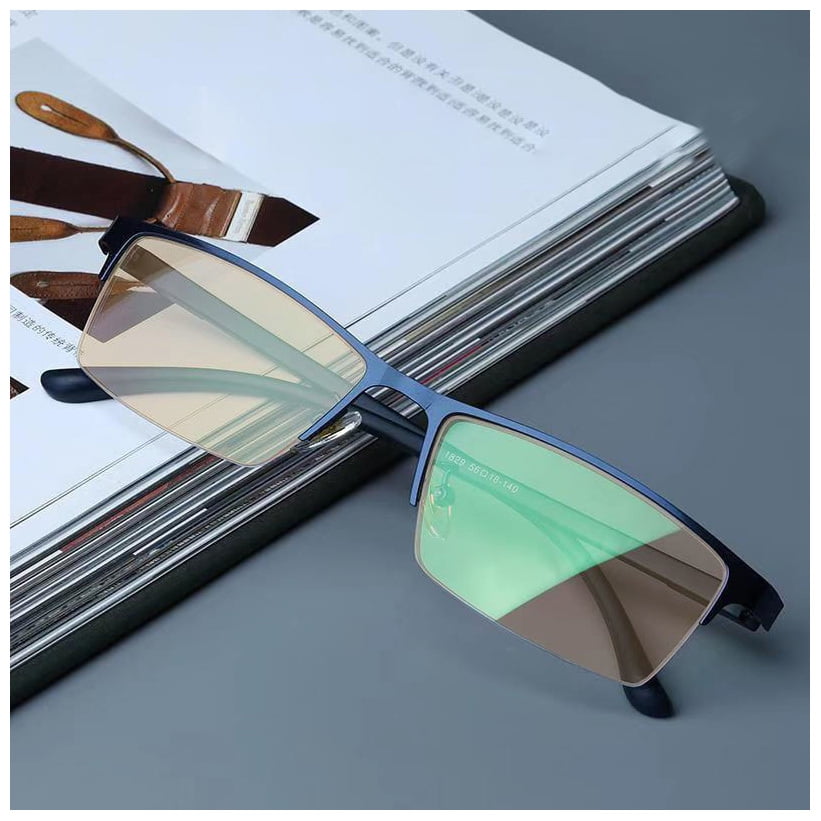 Anti Blue Light Blocking Glasses Semi Rimless UV Blocking Color Changing Lens Eyewear for Men