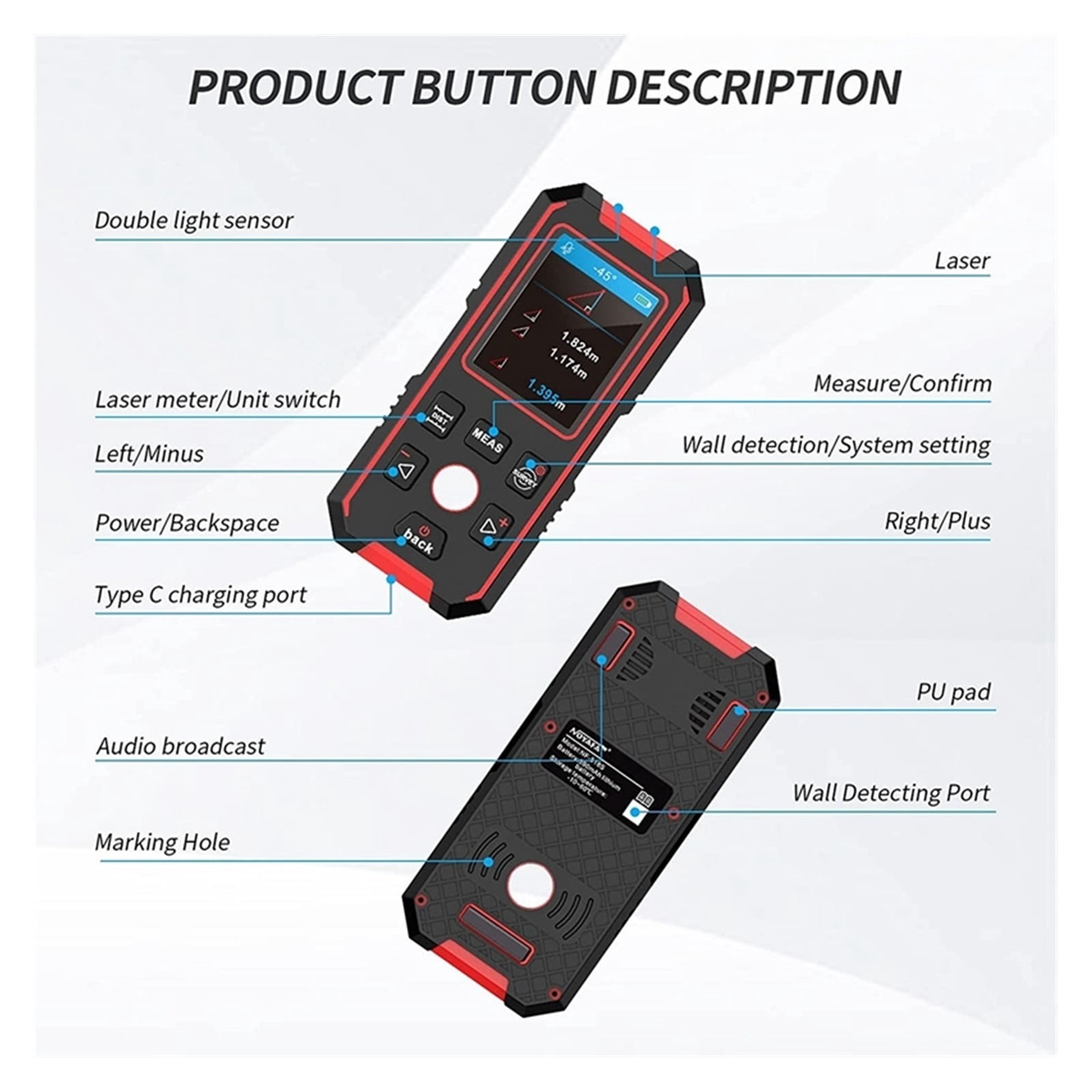 Stud Finder With Measurement, Advanced Digital Level, 3 In 1 Professional Electronic Precision Wall Sensor Scanner ,Portable