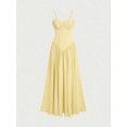 thumbnail image 6 of Elegant Yellow Pleated Maxi Dress With Spaghetti Straps For Casual Date Holiday Wedding Guest, 6 of 8