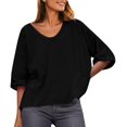 thumbnail image 2 of Otvok Womens Plus T-Shirt Summer Casual Loose Short Sleeve Solid Color Loose Pocket Tops, 2 of 6