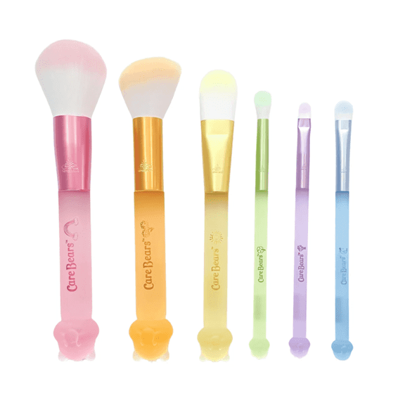 Impressions Vanity Care Bears 6 Pcs Multi Colors Frosted Makeup Brush Set with 3D Head
