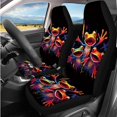 thumbnail image 2 of Uorisanigo Colorful Frog 14 Pieces Car Seat Covers with Headrest Cover and Steering Wheel Cover Center Console Cover Auto Seat Belt Cover Car Keychain Fashion Comfortable Fit for Cars SUVs, 2 of 6