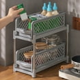 thumbnail image 5 of Hiroekza 2 Tier Pull-Out Storage Organizers Sliding Shelves Storage Organizer Under Sink Cabinet Drawer Shelf for Bathroom Kitchen Pantry - Plastic Pull Out Baskets Easy Assembly Gray, 5 of 6