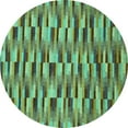 thumbnail image 1 of Ahgly Company Machine Washable Indoor Round Abstract Turquoise Blue Modern Area Rugs, 5' Round, 1 of 4