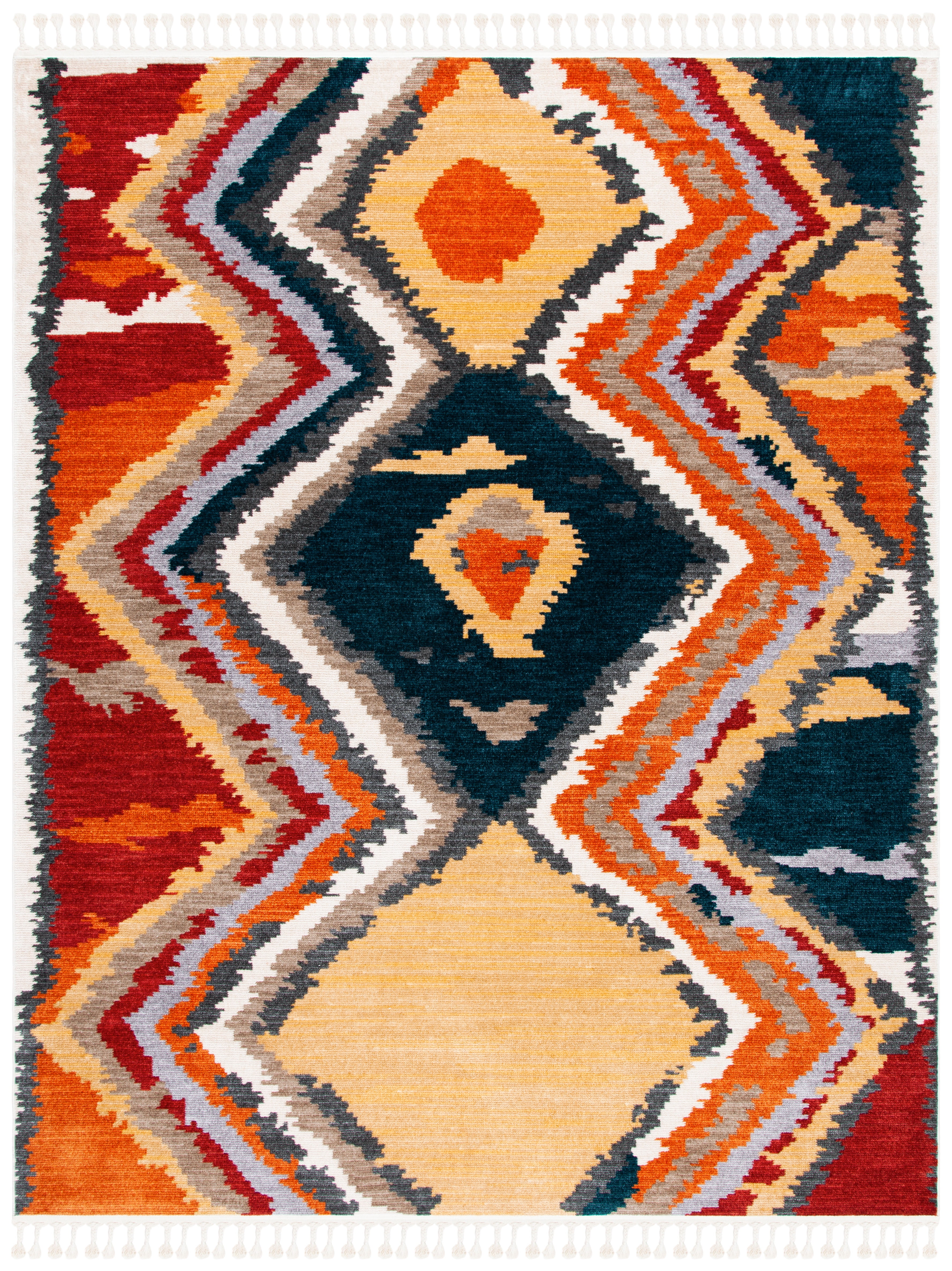 Safavieh Farmhouse Charlie Geometric Area Rug, Yellow/Red, 9' x 12'
