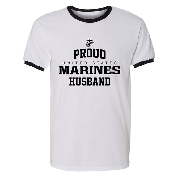 Proud Marines HUSBAND Adult Short Sleeve Ringer T-shirt