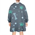 thumbnail image 2 of Wearable Oversized Blanket,Paw Prints and Bones Wearable Blanket Hoodie for Adults,Cozy Hooded Blankets with Super Pockets,Super Warm Fuzzy Pullover for Women & Men, 2 of 6