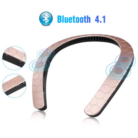 Wireless Wearable Speaker, EEEKit Neckband Bluetooth 4.1 Speaker, Portable Personal Speaker Sport, Listen to Music, Watch TV Theater, Quality 3D Sound, Hands-Free Phone Calls (Rose