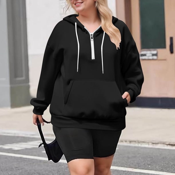 HongQid Womens Sweatshirts Quarter Half Zip Pullover Oversized Hoodies Fall Fashion Winter Jackets Pullover