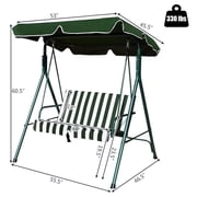 Costway Loveseat Patio Canopy Swing Glider Hammock Cushioned Steel Frame Outdoor Green