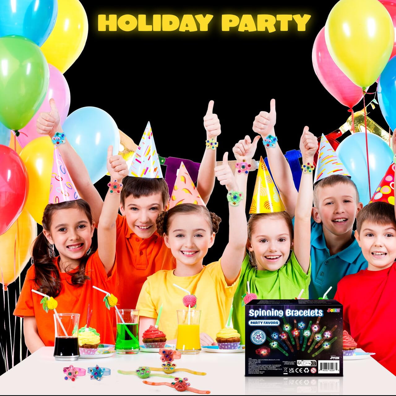 Joyfy 12 Pack LED Light Up Spinning Bracelets Glow Fidget Party Favors for Kids Goodie Bags Stuffers for Birthday