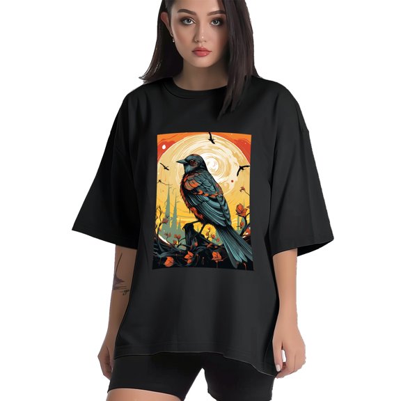 Plus Size Shirt for Women Black Tops for Women Short Sleeves Shirt for Women Ohio Bird T Shirt Crewneck Shirt for Women XS