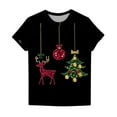 thumbnail image 4 of Women's Christmas Shirts Funny Christmas Tree Print Tee Shirts Crew Neck Top Short Sleeve Pullover Sweater Blouses Side Split Christmas Tops Christmas Gifts, 4 of 4