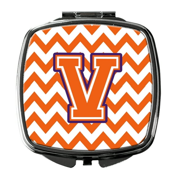 Letter V Chevron Orange and Regalia Compact Mirror