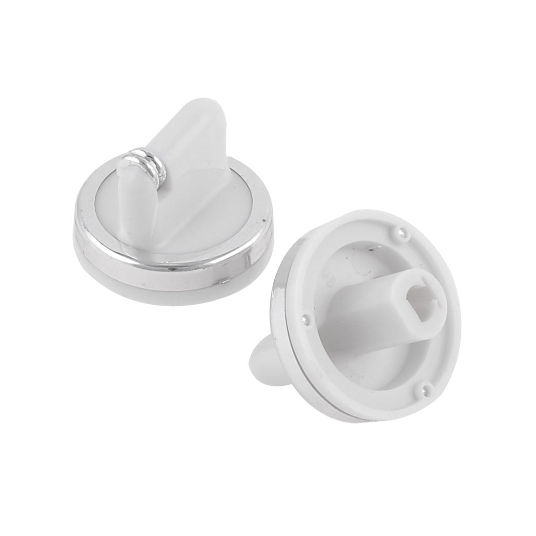 Unique Bargains 2pcs White Silver Tone Plastic Rotary Water Heater Knob