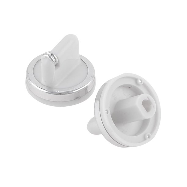 Unique Bargains 2pcs White Silver Tone Plastic Rotary Water Heater Knob