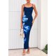 thumbnail image 4 of Vestido PRETTYGARDEN Floral Azul Marino Maxi con Tirantes Finos XXL, 4 of 8
