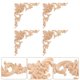 thumbnail image 3 of 4 Pcs Wood Decor Onlays Appliques Wood Onlay Furniture Corner Applique Decorative Wood Trim Unpainted Furniture Applique, 3 of 4