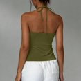 thumbnail image 4 of Women's Halter Tops Irregular Hem Sleeveless Going Out Summer Tank Tops Clubbing Party Travel Y2k Outfits( Army Green, 2XL ), 4 of 6